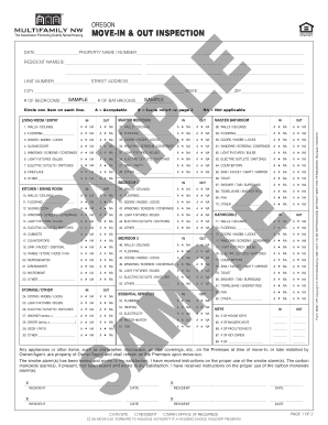 Oregon Move-In & Out Inspection Form