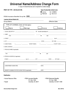 Universal Name/Address Change Form