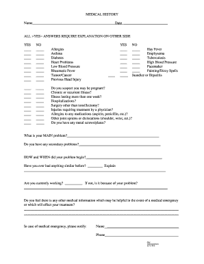 Medical History Form