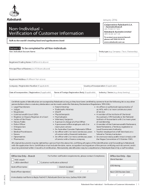 Rabobank Non-Individual Verification Form