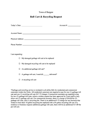 Town of Burgaw Roll Cart & Recycling Request