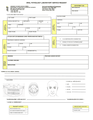 Oral Pathology Lab Service Request
