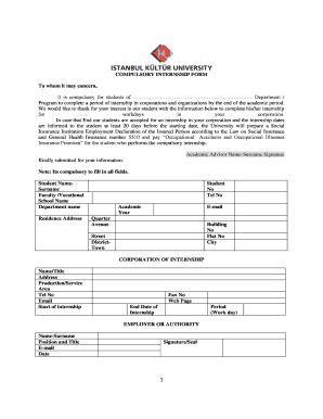 Compulsory Internship Form