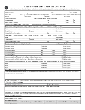 Student Enrollment and Data Form