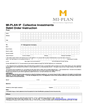 MI-PLAN Debit Order Instruction