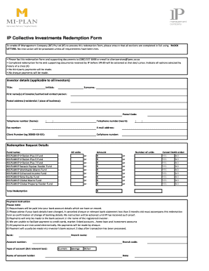 IP Collective Investments Redemption Form