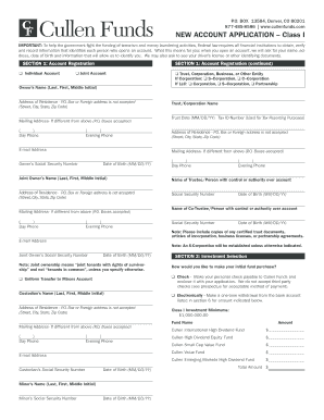 NEW ACCOUNT APPLICATION Class I - Cullen Funds