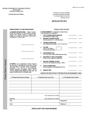 Arizona Unemployment Tax and Wage Report