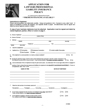 Lawyers Professional Liability Insurance Application