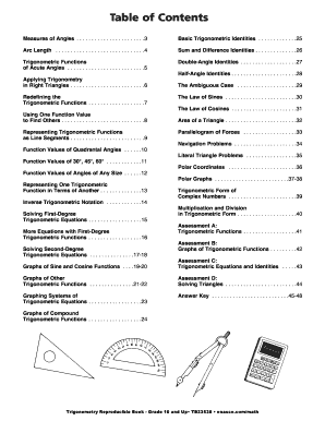 30 Printable Trigonometry Table Forms