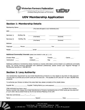 UDV Membership Application
