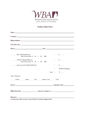 Product Order Form