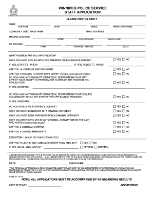 Winnipeg Police Service Staff Application