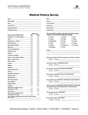 Medical History Survey Form