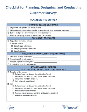 Checklist for Planning Designing and Conducting Customer Surveys Planning the Survey - signetwork