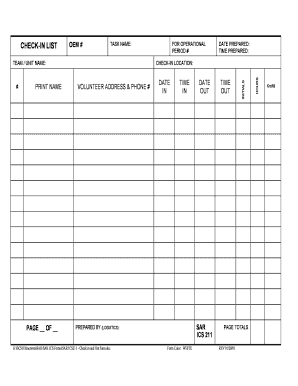 SAR Check-In and Out Form