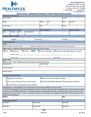 Healthplex Insurance Company Plan Group Application