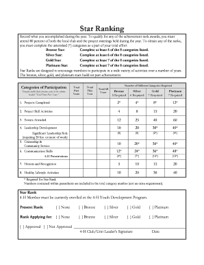 4-H Star Rank Achievement Form