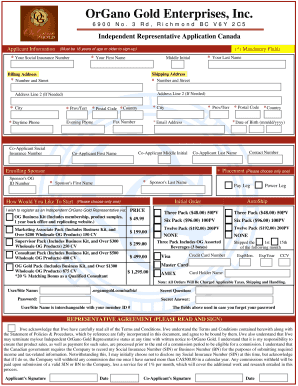 Independent Representative Application Canada