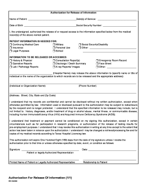 Authorization for Release of Information