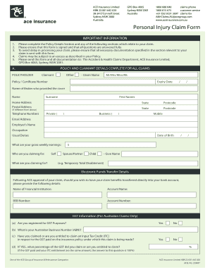 Personal Injury Claim Form