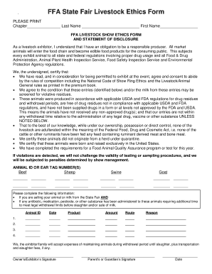 FFA Livestock Ethics Form