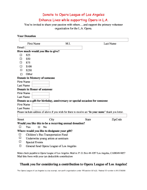 Opera League of Los Angeles Donation Form