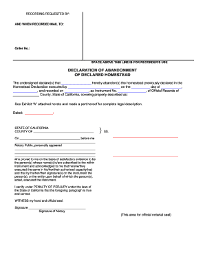 California Homestead Abandonment Declaration