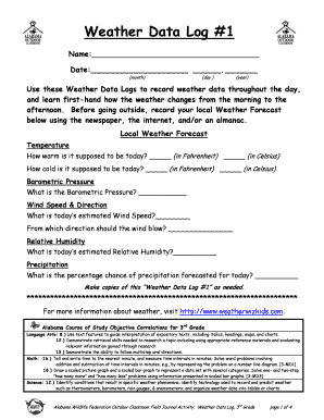 Weather Data Log for 3rd Grade