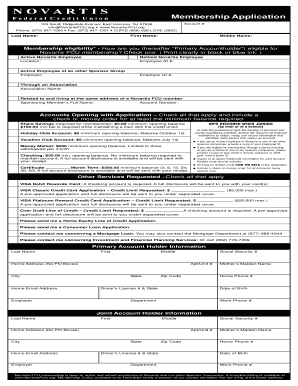 Novartis Federal Credit Union Membership Application