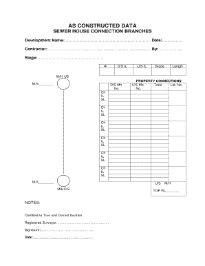 Sewer House Connection Branches Form