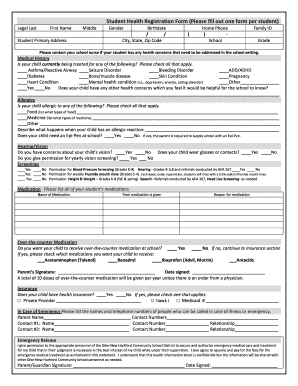 Student Health Registration Form
