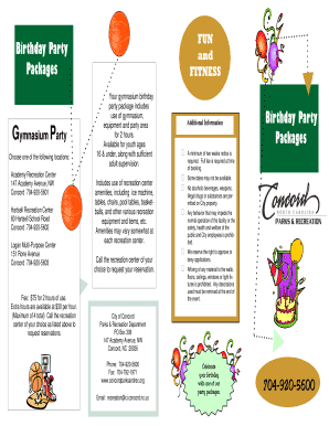 Birthday Party Facility Use Application and Permit
