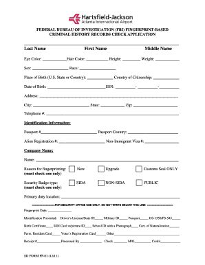 FBI Criminal History Records Check Application