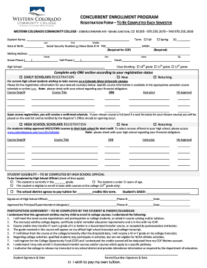 Concurrent Enrollment Program Registration Form
