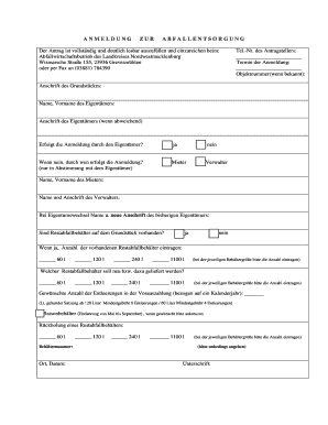 Anmeldung zur Abfallentsorgung