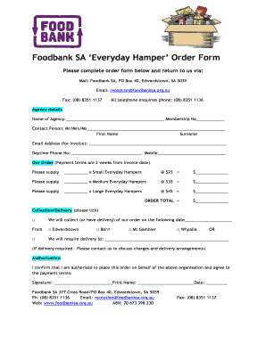 Foodbank SA Everyday Hamper Order Form