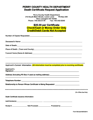 Death Certificate Request Application