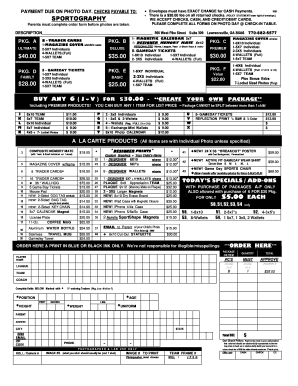 Photography Order Form