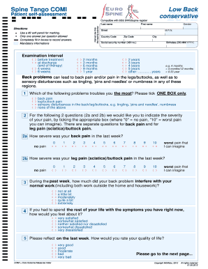 Spine Tango COMI Low Back Patient Self-Assessment