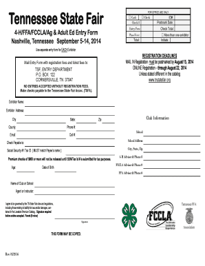 Tennessee State Fair Entry Form