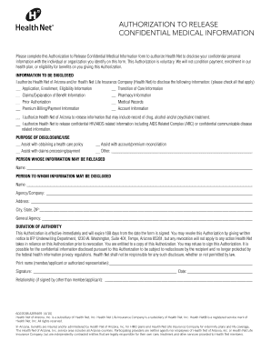Authorization to Release Confidential Medical Information