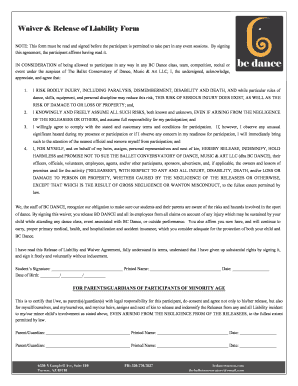 Waiver & Release of Liability Form