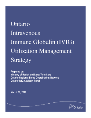 Ontario Intravenous Immune Globulin IVIG Utilization - transfusionontario