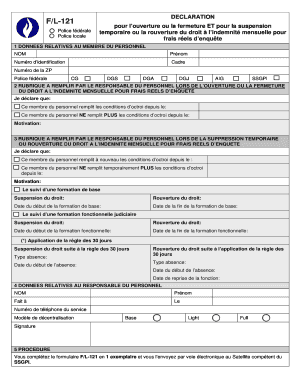 Déclaration pour l’ouverture ou la fermeture ET pour la suspension