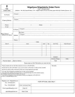 Wigs2you Order Form