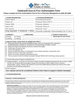 Celebrex Prior Authorization Form