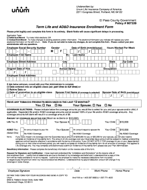 Term Life and AD&D Insurance Enrollment Form