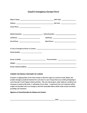 Coach's Emergency Contact Form