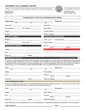 University of California Irvine Student Housing Forms